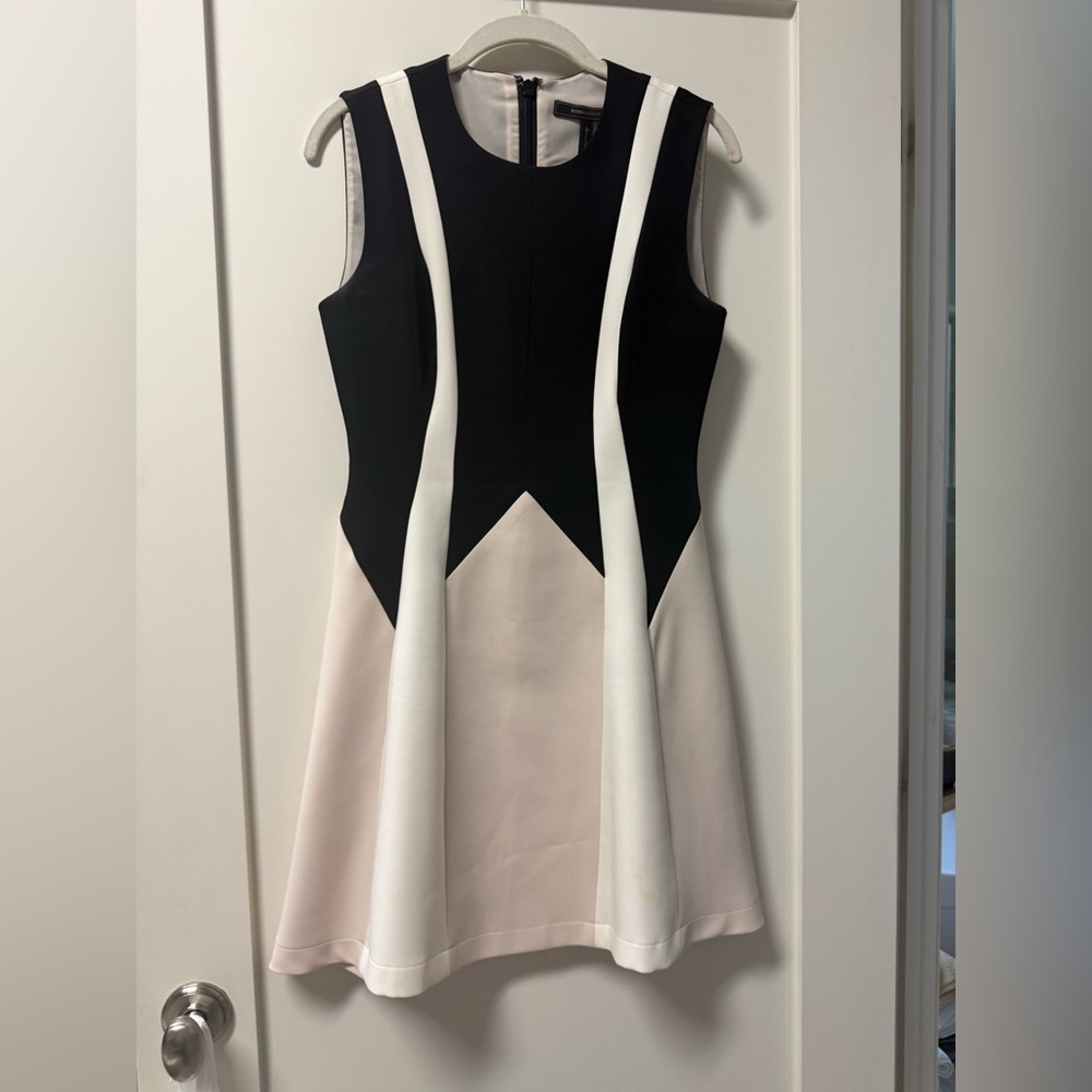 BCBGMaxAzria Black and Cream Mini Dress
